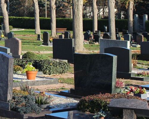 verschiedene Grabsteine auf dem Bad Liebensteiner Friedhof