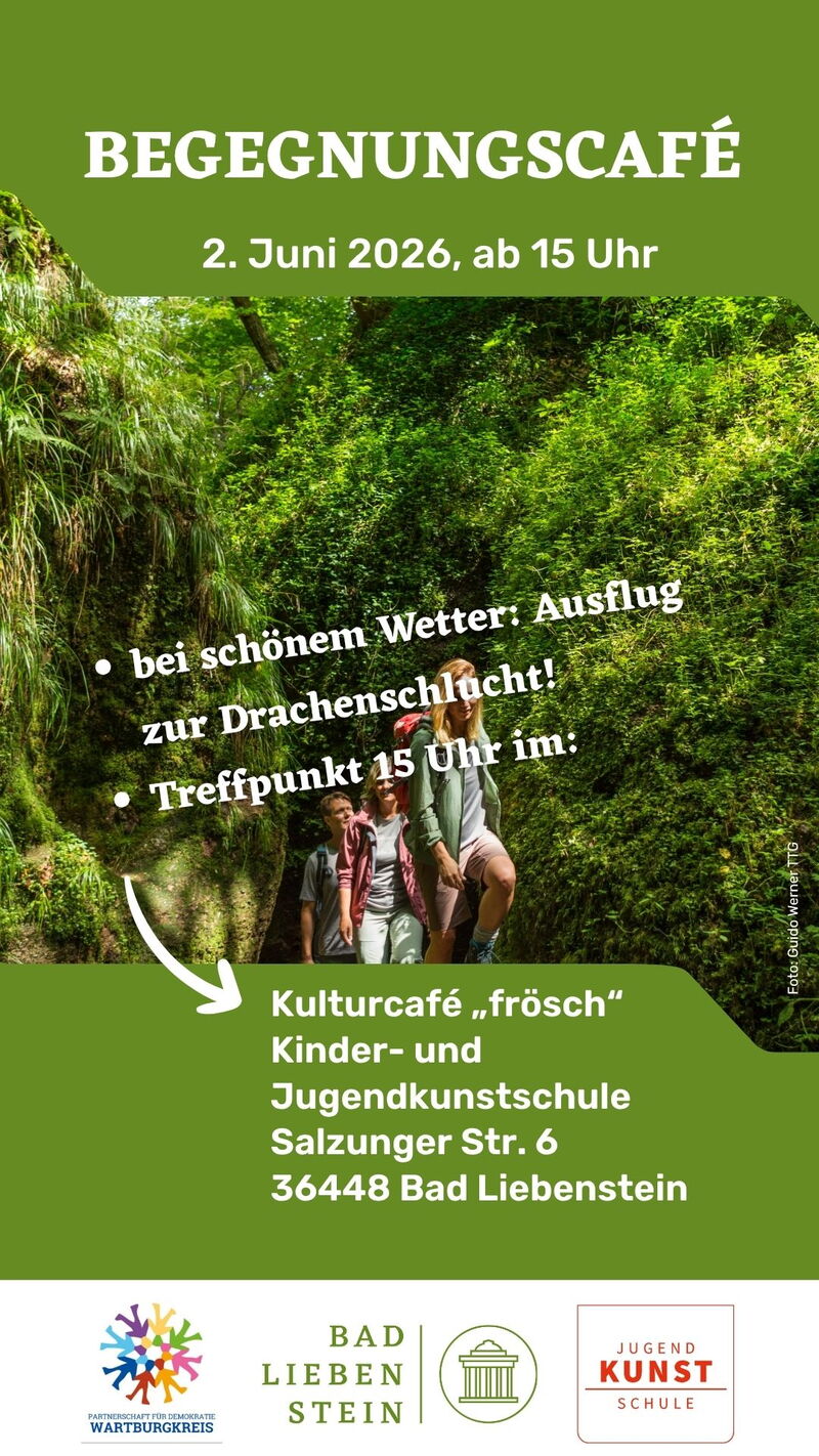 Flyer mit Datum und Ort und Bild aus der Drachenschlucht